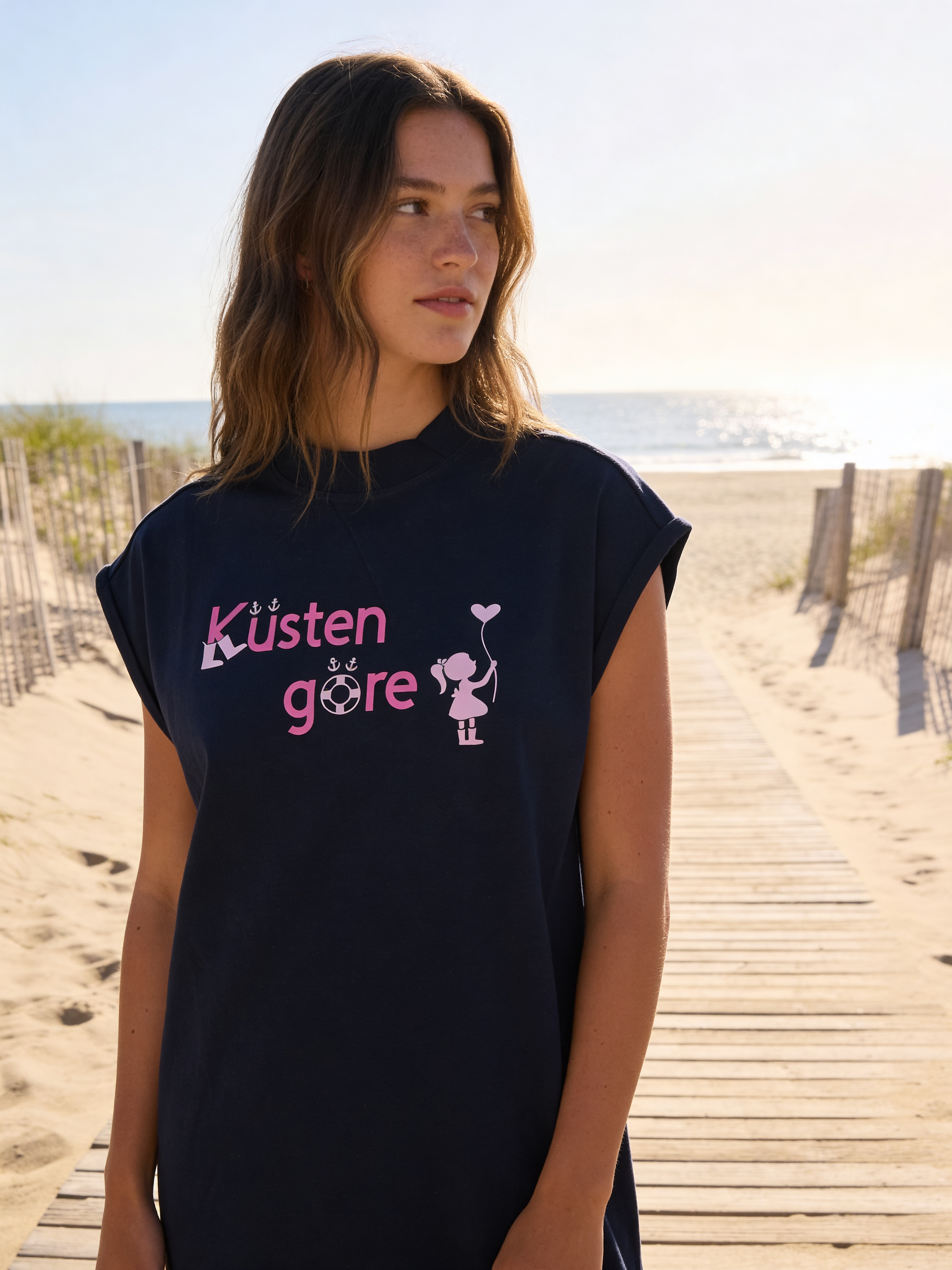 Küstengöre Sommerkleid für Damen – Maritimer Print Strandkleid Nordsee Ostsee