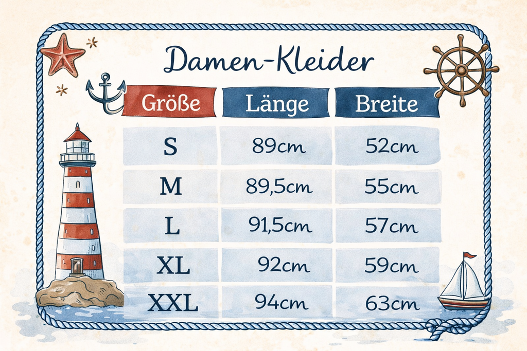Küstengöre Sommerkleid für Damen – Maritimer Print Strandkleid Nordsee Ostsee