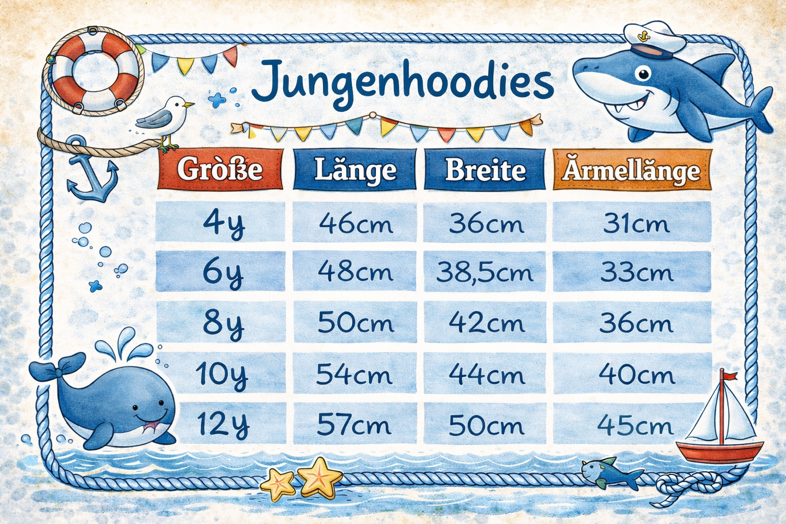 Küstenknabe Kinder Hoodie – Nordsee Ostsee Style Kapuzensweatshirt