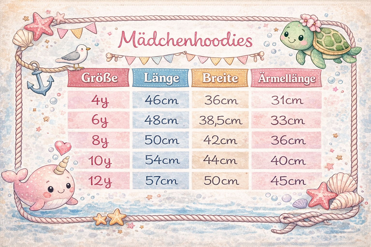 Küstengöre Kinder Hoodie Süßer Küsten Pullover für Mädchen Nordsee Ostsee